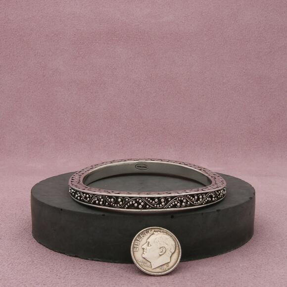 lois hill sterling silver bali beaded lace stack bangle bracelet size 7.5in - Picture 2 of 3
